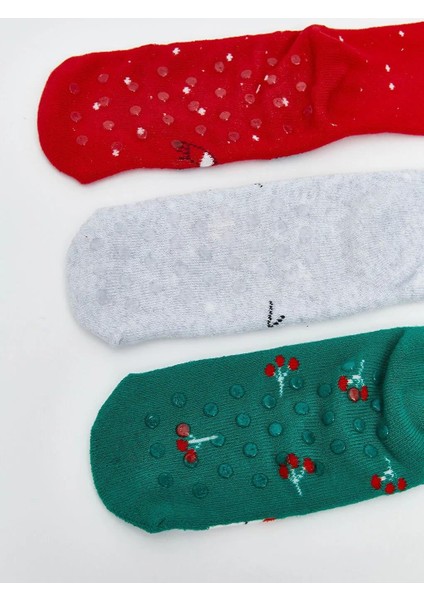 Kaydırmaz Tabanlı Kız Çocuk Soket Çorap 3'lü (W5) modelleri