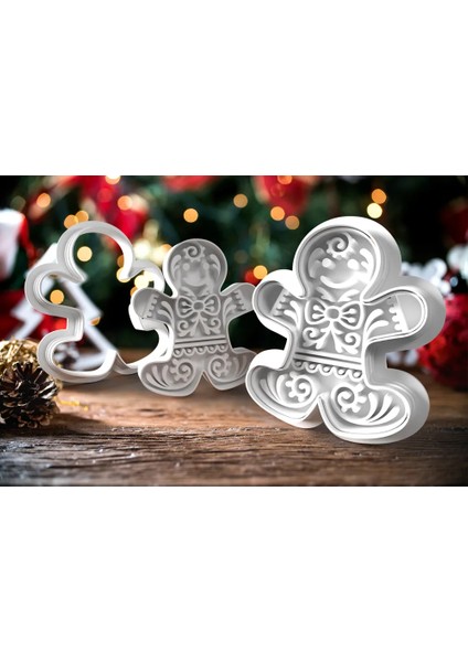 4'lü Kurabiye Adam Şeklinde Desenli Kurabiye Kalıbı