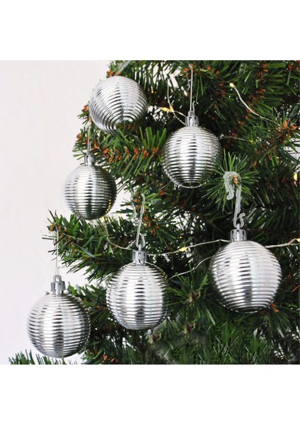 Yılbaşı Ağacı Süsü Hasır Modeli Gümüş Renk 6 Adet 5 cm