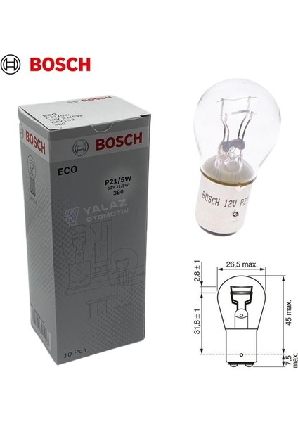 Bosch 12V 1016 Ampul 21/5W 10ADET