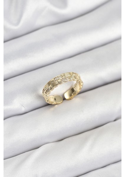 Pirinç Gold Renk Zirkon Taşlı Sırım Kadın Yüzük