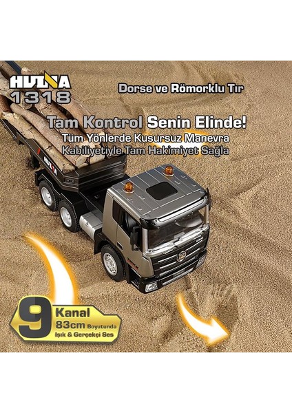 Huına 1318 1/24 Rc Dorse ve Römorklu Tır Kamyon Uzaktan Kumandalı Iş Makinesi Rc Model - 2.4ghz Gerçekçi Similasyon Ses ve Işık Sistemi fırsatları