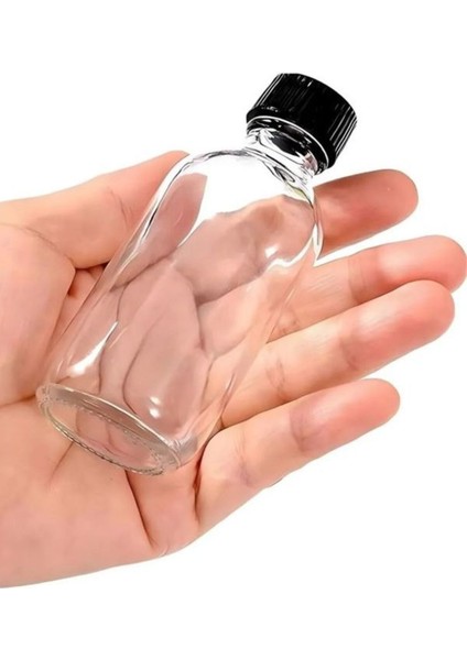 4 Adet - 50 ml Şeffaf Cam Şişe Siyah Kapak Limonata Şişesi Kolonya Şişesi, Meyve Suyu Şişesi, 50 ml modelleri