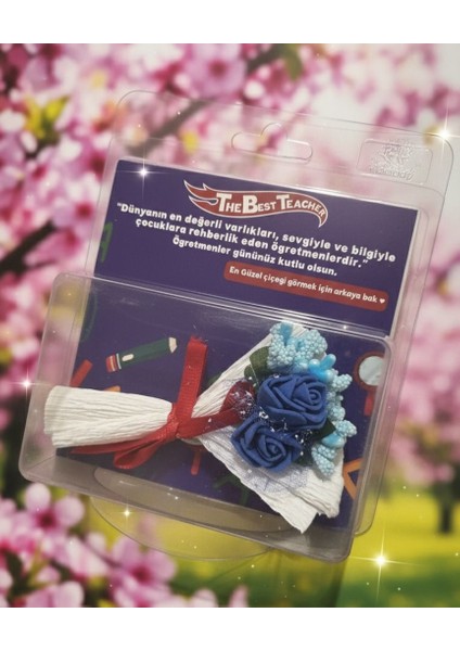 Öğretmenler Günü Hediyesi – Çiçekli Mini Buket Ayna “canım Öğretmenim” Yazılı - Karışık Gönderilir modelleri