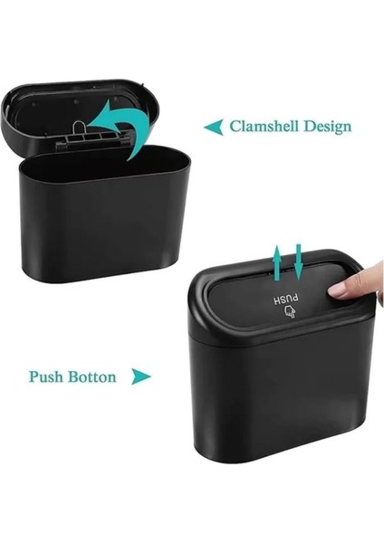 Araba Çöp Kutusu Araç Içi Taşınabilir Kapaklı Organizer Çöp Kovası Itme Kapaklı Kova fiyatları