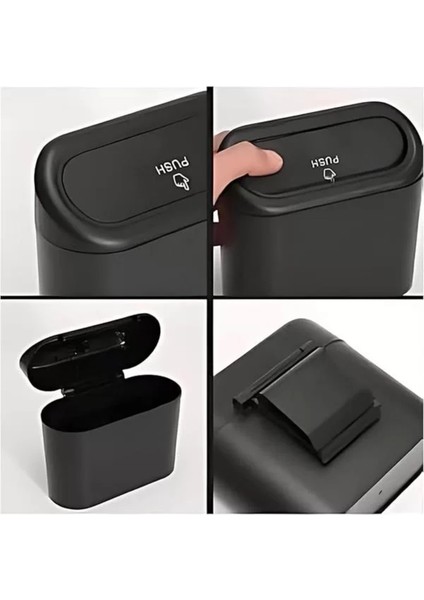 Araba Çöp Kutusu Araç Içi Taşınabilir Kapaklı Organizer Çöp Kovası Itme Kapaklı Kova indirimleri