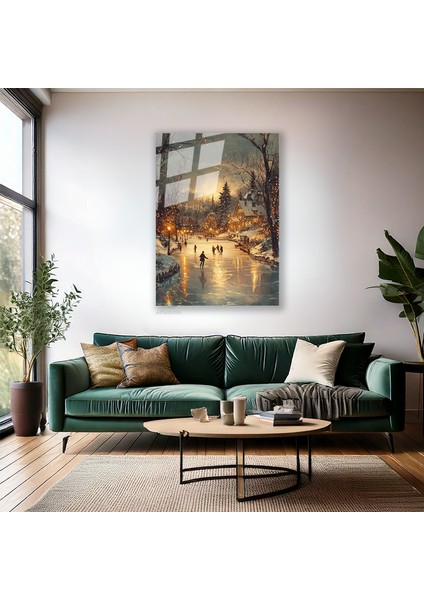 Cam Dikey Duvar Tablosu Cam Donmuş Nehir Ev Ofis Salon Modern Duvar Tablosu fiyatları