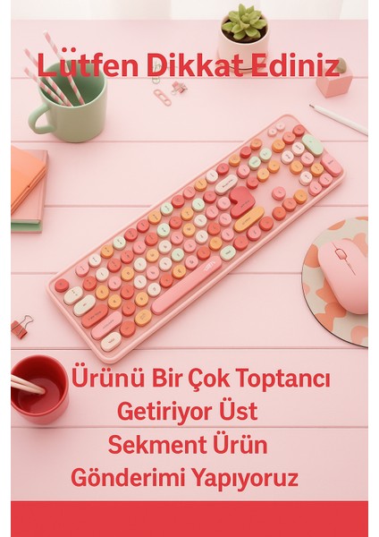 2.4g Kablosuz Retro Daktilo Tipi Klavye Mouse Seti – Sessiz Tuşlar | Cute & Lovely Tasarım Mofii fiyatları