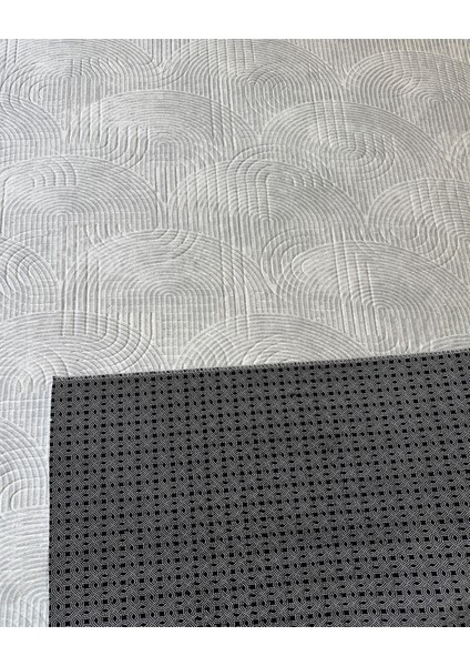 Yıkanabilir Leke Tutmaz Kaymaz Tabanlı Kesme Kabartmalı Salon Koridor Mutfak Halısı Gri