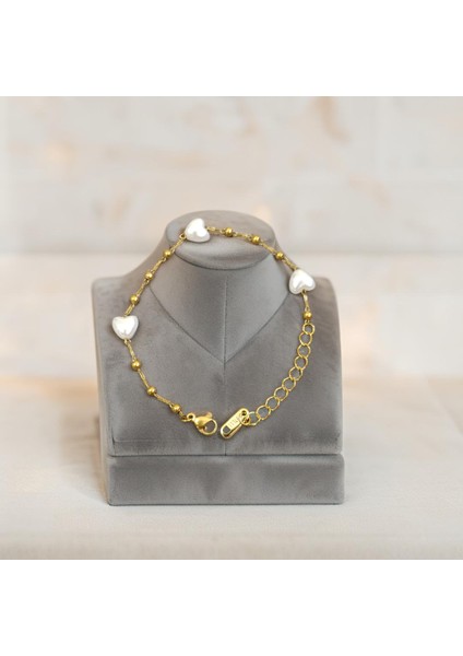 Çelik & Sedefin Uyumu Kalpli Temalı Kadın Bileklik 316L modelleri