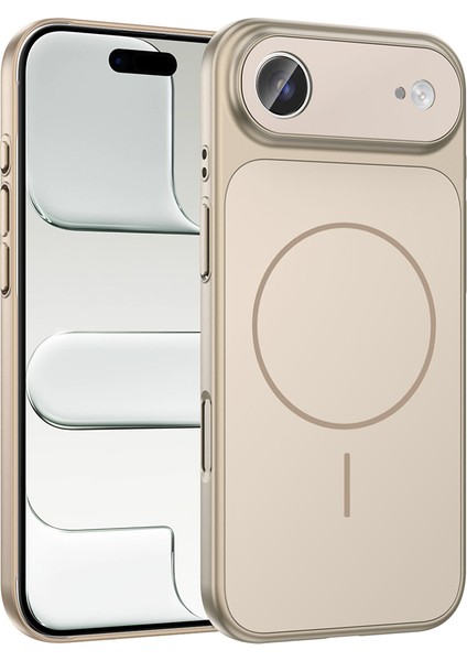 iPhone 17 Air Kılıf Nvg M-Safe Şarj Özellikli Kamera Korumalı Formen Kapak - Gold