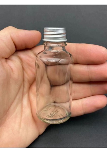 16 Adet - 30 ml Şeffaf Cam Şişe Gümüş Kapak Limonata Şişesi Kolonya Şişesi, Meyve Suyu Şişesi, 30 ml fırsatları