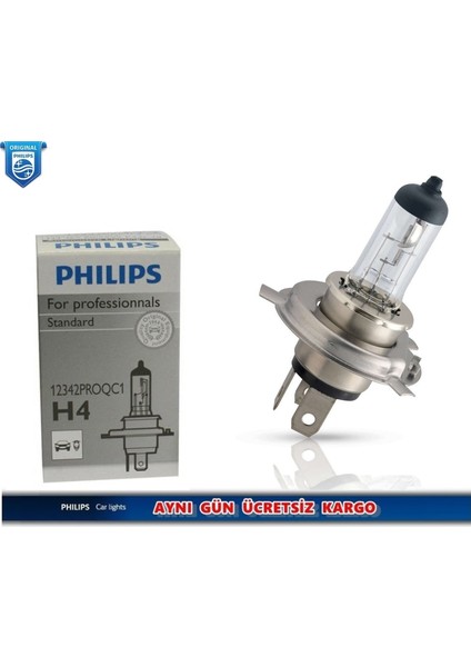 Philips H4 Standart Ampul Tek Adet 12342 Proqc1