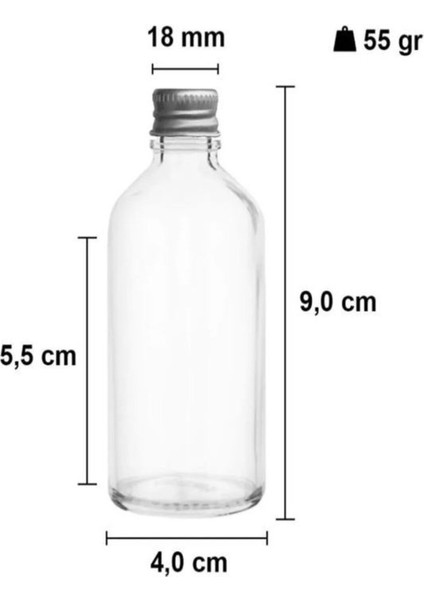 4 Adet - 50 ml Şeffaf Cam Şişe Gümüş Kapak Limonata Şişesi Kolonya Şişesi, Meyve Suyu Şişesi, 50 ml indirimleri