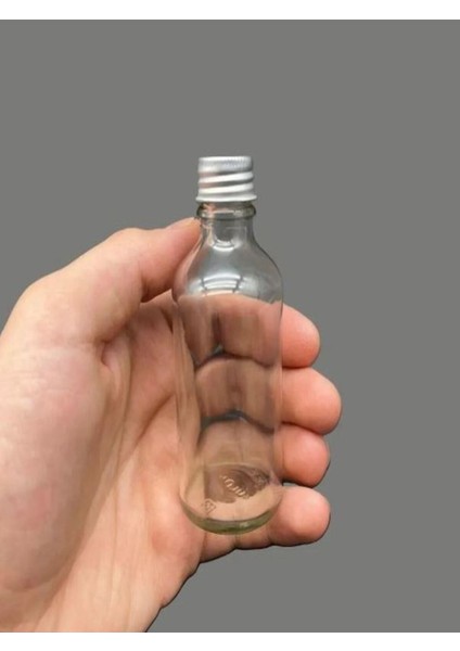 4 Adet - 50 ml Şeffaf Cam Şişe Gümüş Kapak Limonata Şişesi Kolonya Şişesi, Meyve Suyu Şişesi, 50 ml