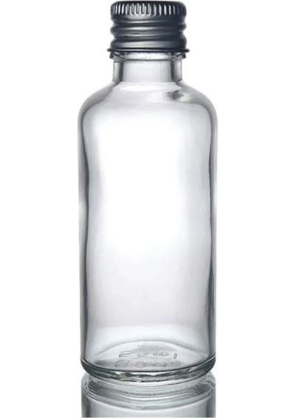 4 Adet - 50 ml Şeffaf Cam Şişe Gümüş Kapak Limonata Şişesi Kolonya Şişesi, Meyve Suyu Şişesi, 50 ml