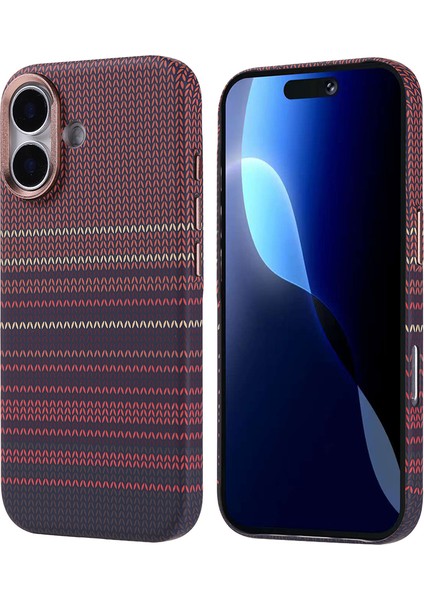 iPhone 17 Kılıf M-Safe Şarj Özellikli Karbon Fiber Görünümlü N7TH Nekst Kapak - Kırmızı