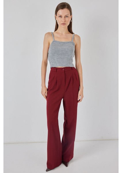 Kadın Bdart Kare Yaka Ribana Örgü Crop Top Grey fiyatları