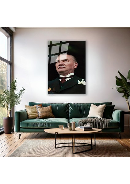 Cam Dikey Duvar Tablosu Cam Atatürk Portre Renkli Ev Ofis Salon Modern Duvar Tablosu fiyatları