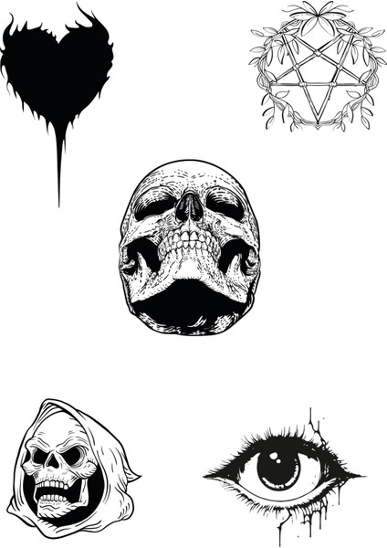 Gotik Sticker Seti | Çeşitli Goth Temalı Laptop, Tablet, Valiz, Defter Çıkartmaları