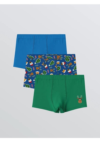 Yılbaşı Temalı Erkek Çocuk Boxer 3'lü (W5)