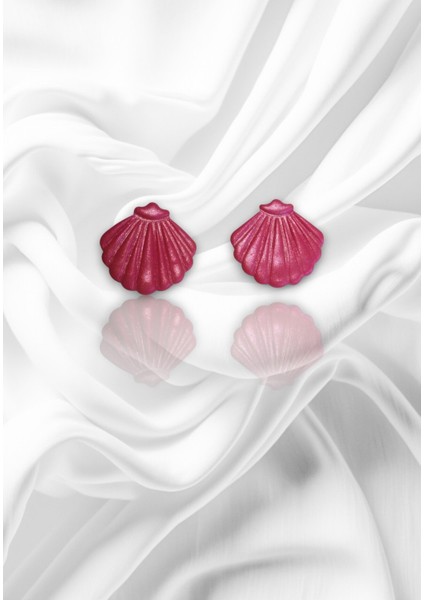 Muffyclay Özel Tasarım, El Yapımı Polimer Kil Simli Pembe Istiridye Küpe fiyatları