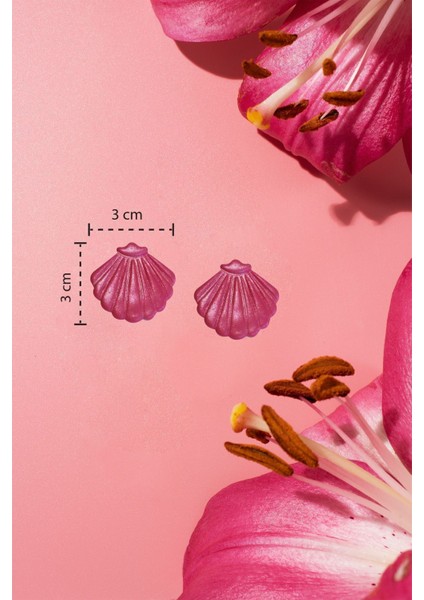 Muffyclay Özel Tasarım, El Yapımı Polimer Kil Simli Pembe Istiridye Küpe indirimleri