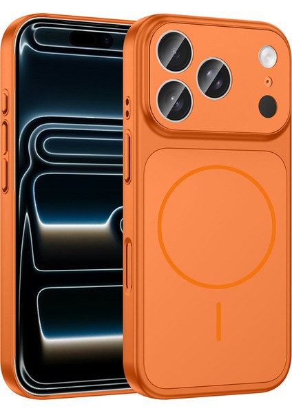 iPhone 17 Pro Max Kılıf Otnv M-Safe Şarj Özellikli Kamera Korumalı Formen Kapak - Turuncu