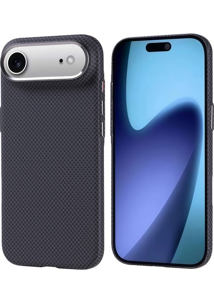 iPhone 17 Air Kılıf M-Safe Şarj Özellikli Karbon Fiber Görünümlü Otnv Nekst Kapak - Siyah