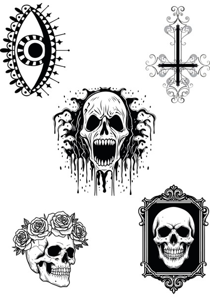 Gotik Sticker Seti | Çeşitli Goth Temalı Laptop, Tablet, Valiz, Defter Çıkartmaları