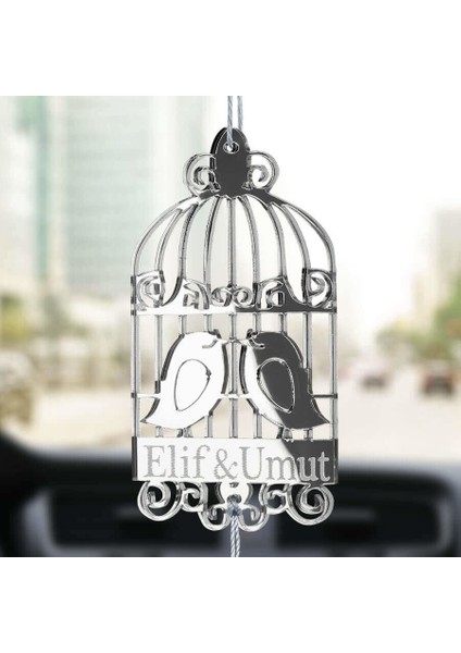 Kişiye Özel Kuş Kafesli Pleksi Araba Dikiz Aynası Süsü