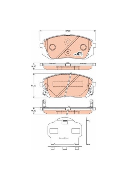 ÖN FREN BALATA HYUNDAI İX35 2.0L D4HA CRDİ DIZEL 136HP 2010-2015 / KIA SPORTAGE 2.0L D4EA D4HA DIZEL 2006-2015 BALATA YÜZEYI EĞIK 581011DA50 581012SA70 581010ZA00