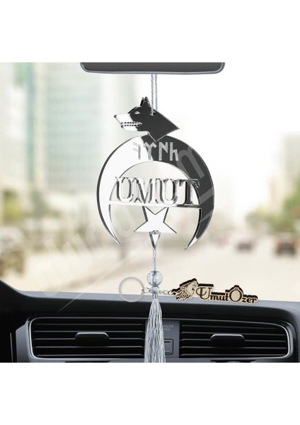 Kişiye Özel (Anahtarlıklı) Göktürk Dilinde Türk Pleksi Araba Dikiz Aynası Süsü fiyatları