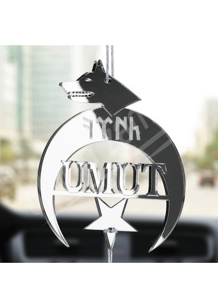 Kişiye Özel (Anahtarlıklı) Göktürk Dilinde Türk Pleksi Araba Dikiz Aynası Süsü modelleri