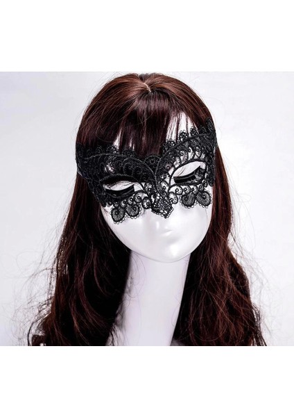 Bfs Siyah Renk Dantel Kesim Dantel Işlemeli Balo Parti Maskesi 10 No