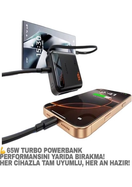 10000MAH Dijital Göstergeli Type-C Kablolu/girişli 20W Hızlı Şarjlı Powerbank - Siyah fiyatları