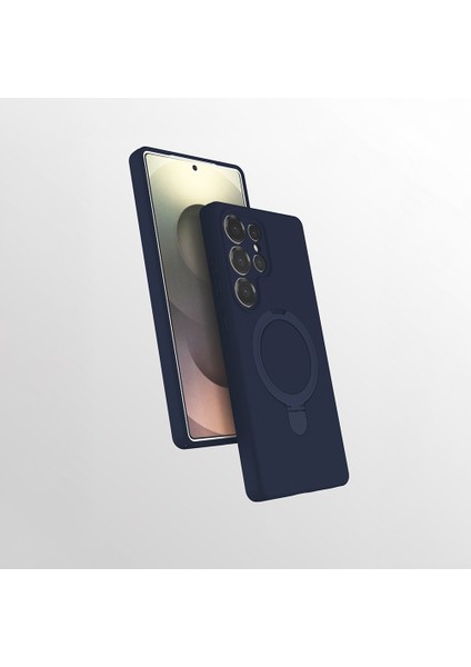 Galaxy S25 Ultra Kılıf M-Safe Şarj Özellikli Standlı Mryn Samara Kapak - Lacivert