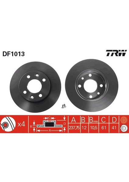 ÖN FREN AYNASI R9-R11-R19 CLIO 1 1991 CLIO 2 1998 MEGANE 1 1996 TWINGO 1996 CLIO SYMBOL 2000 LOGAN 2006 SANDERO 2008 238X12 4 DELİK 7701204282 7700704705
