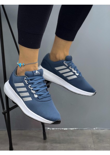 Unisex Fuspetli Poli Taban Spor Ayakkabı-Mavi