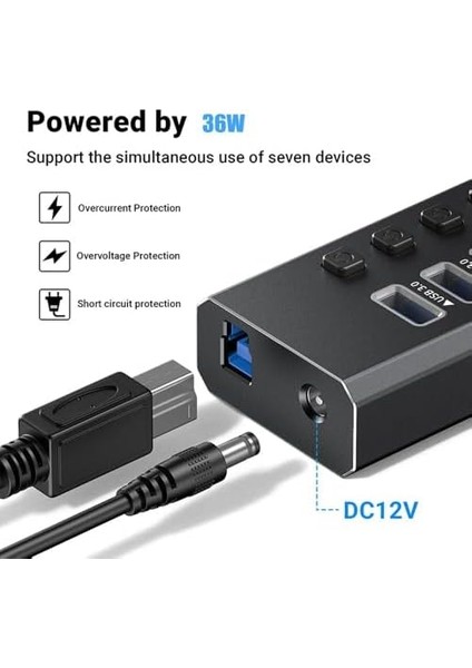 Profesyonel USB Hub 16 Portlu USB 3.0 Type-C 5gbps Hızlı Şarj Bireysel Açma Kapama Anahtarları 12V Dc 7.5A Güç Adaptörü Telefon Şarj Dizüstü Bilgisayar Mobil HDD Sürücü PORT16 modelleri