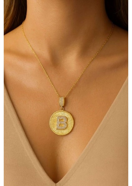 Harf Zirkon Taşlı Kolye