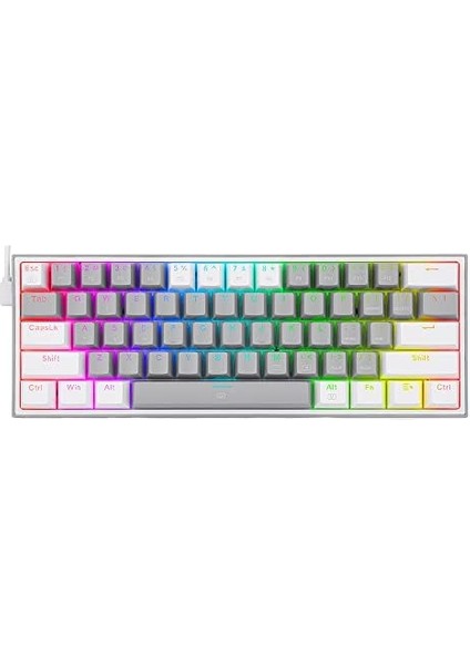 Redragon K617-RGB 16,8 Milyon Rgb Aydınlatma, Red Switch Fizz%60 Q Türkçe Kablolu Mekanik Oyuncu Klavyesi Gri Beyaz modelleri