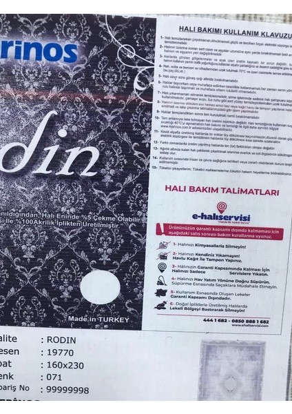 Halı Rodin 19770 071 Salon Halısı indirimleri