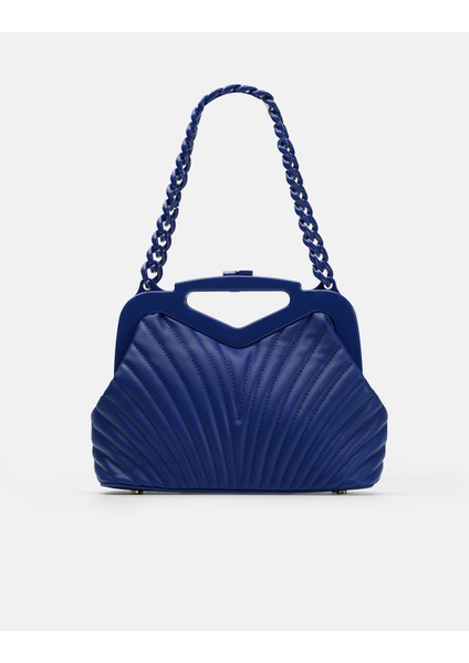 Bag Vivid Chain Lacivert/mavi Suni Deri Zincir Askılı Klips Kapamalı Kadın El ve Omuz Çantası fiyatları