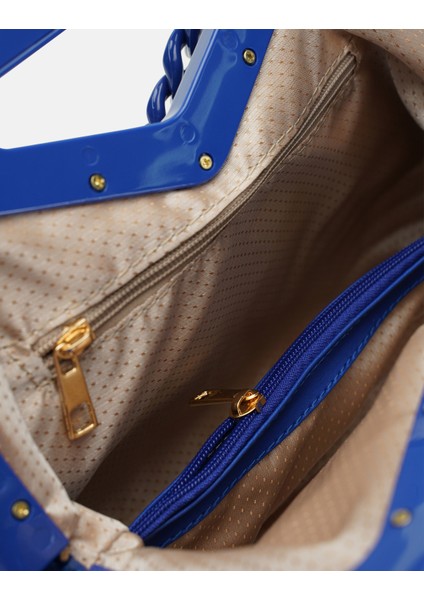 Bag Vivid Chain Lacivert/mavi Suni Deri Zincir Askılı Klips Kapamalı Kadın El ve Omuz Çantası fırsatları