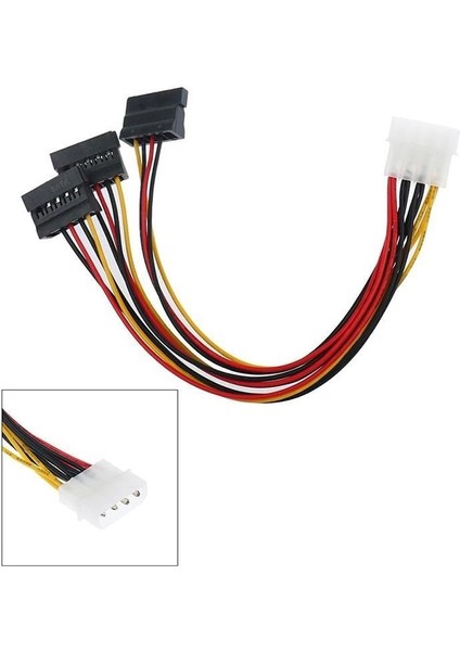 0151 Üçlü 3 Port Ide Molex Sata Power HDD 4 Pin Güç Kablosu 4pin Molex Erkek/ 3x 15PIN Sata Dişi 20 cm Sata Power 3lü Çoklayıcı Splitter fiyatları