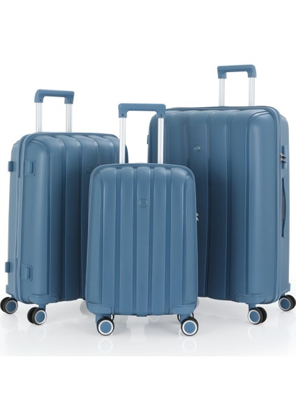 V305 Üçlü Polipropilen Valiz Seti Sky Blue