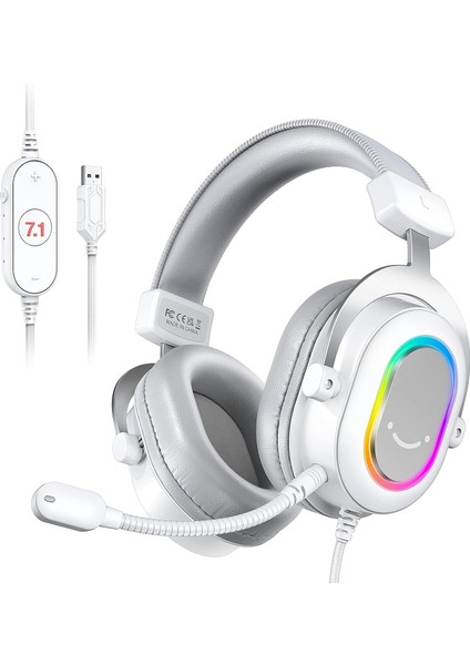 Fifine Ampligame H6W Beyaz Mikrofonlu Oyuncu Kulaklığı Bilgisayar ve Yayıncı Kulaklık