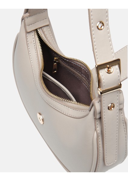 Bag Oval Charm Vizon/krem Suni Deri Fermuarlı Baget Kadın Omuz Çantası Gizli Gözlü Askılı fırsatları
