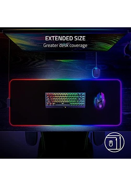 Strider Chroma - Chroma Rgb ile Hibrit Oyun Mouse Mat (Hibrit Yumuşak/sert Mat, 19 Chroma Rgb Aydınlatma Bölgesi, Kaymaz Taban, Dikişsiz Kenarlar) Siyah modelleri